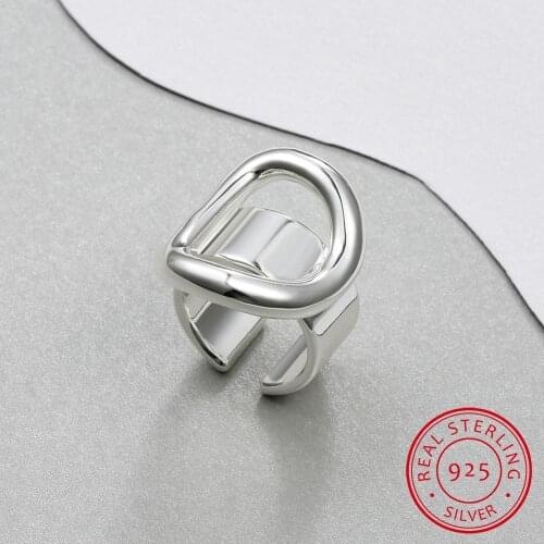 925 Sterling Silver Round Circle Open Rings For Women Personality Simple Style Lady Prevent Allergy Sterling-silver-jewelry