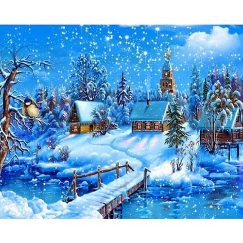5d diamond Embroidery Snow Landscape diy diamond painting cross stitch for children puzzle mosaic crafts Y2794