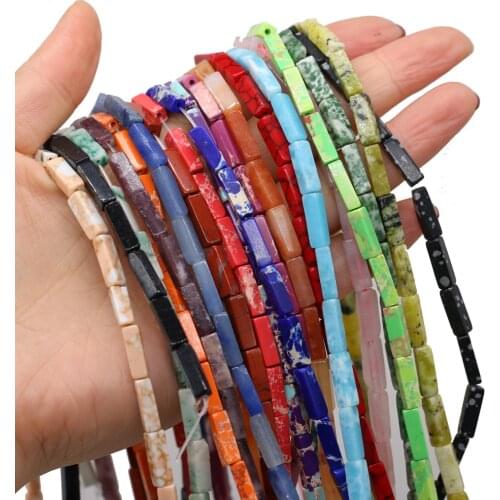 Natural Stone String Beads Charms Amethysts Agated Spacer Beads for Trendy Jewelry Making Necklace Bracelet Accessories 4x14mm