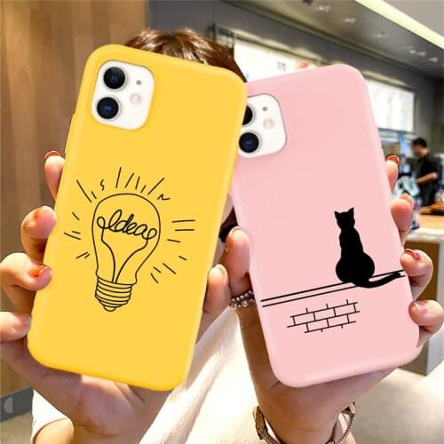 Soft TPU Texture Back Cover Fundas Fashion Cat Cactus Crown Phone Case For iPhone 12 Mini 11 Pro Max X XR XS Max 7 8 Plus SE2020