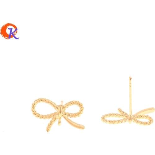 Cordial Design 50Pcs 9*14MM Jewelry Accessories/Earring Findings/Genuine Gold Plating/Bowknot Shape/Hand Made/DIY Earrings Stud