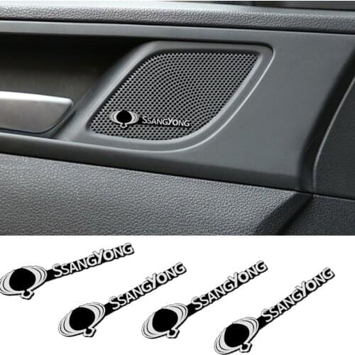 4pcs Car Door Audio Speaker Decor Cover Loudspeaker 3D Trim Sticker For SsangYong Rexton Korando Kyron 06 08 Actyon Turismo Rodi