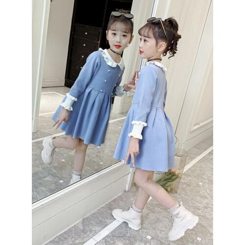 Baby Girl Birthday Dress Autumn Long Sleeve Knitted Sweater Dress for 3-12 Year Teenage Girls Childrens Clothing Kids Vestidos