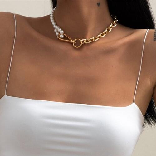 DIEZI Elegant Fashion Imitation Pearl Choker Necklace For Women Party Gift Korean Key Chain Pendant Necklace Jewelry Girls Gift