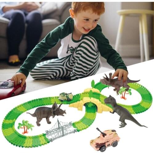 Dinosaur World Highway Variety Track Elastic Track Childrens Toys Assemble Non-Remote Control Traffic Game Set