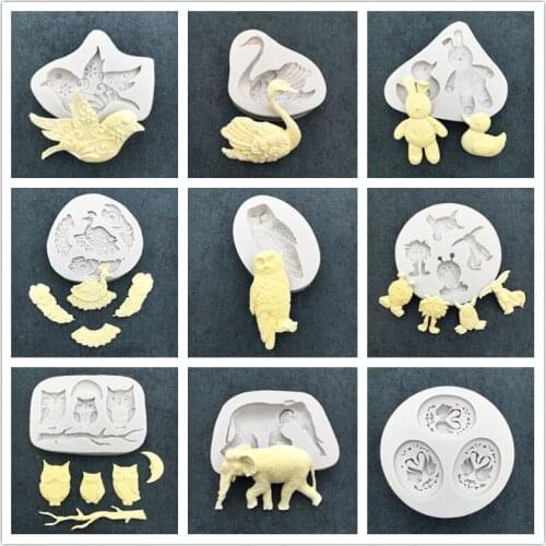 Animal flip sugar silicone mold cattle elephant owl Swan Chocolate Mold DIY cake decorating food grade WMJ-376