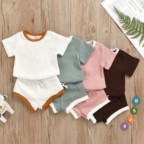 Baby Girls Boys Clothing Set Newborn Baby Girl Clothes Solid Tops+Short Pants 2pcs Set 0-24M Toddler Girls Casual Clothes