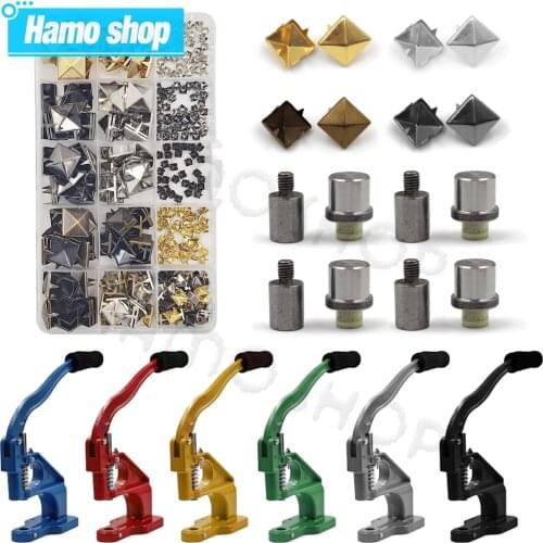Claw Pyramid Square Rivet Kits Spike Studs Spots Nailhead Mold Hand Press Machine For DIY Leathercraft Shoes Clothing Bag Parts