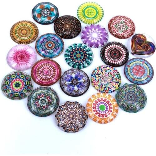 40pcs/lot 10mm 12mm 14mm 16mm Round Radiated Pattern Glass Cabochon for DIY Jewelry Making Findings & Components T063