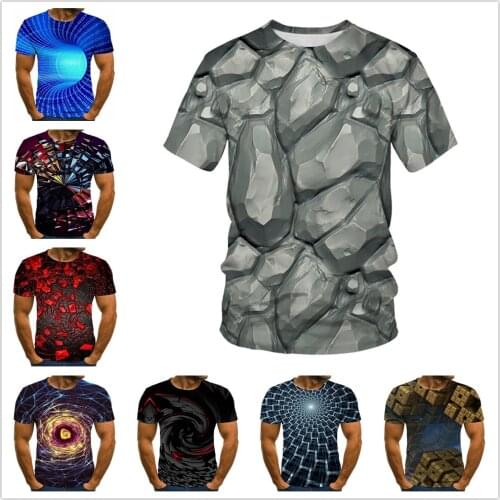 Mens Graphic T Shirt Fashion 3 Digital Tees Boys Casual Geometric Print Visual Hypnosis Irregular Pattern Tops Eur Plus XXS-5XL