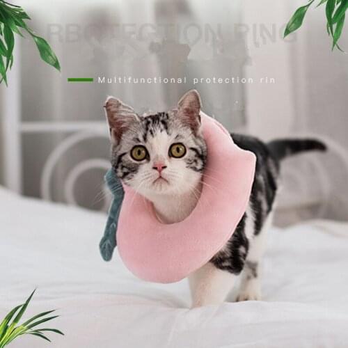 Soft Cotton Elizabeth Dog Cat Collar Bread Shape Adjustable Anti-licking Pet Recovery Collar Ring Collar for Dogs and Cats