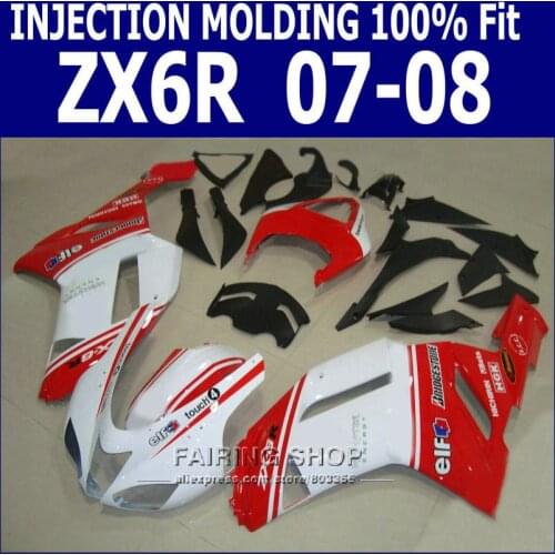 Special Fairings For Kawasaki zx6r 2008 08 /07 /2007 Fairing kit (RED + white) Injection molding S86