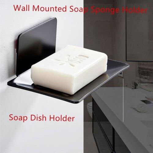 Wall Mounted Soap Sponge Holder No Drilling Soap Dish Holder for Kitchen Soap Rack Holder Bathroom Organizer Metal Soap Holder
