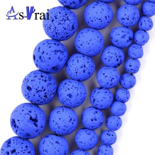 Natural Stone Blue Hematite Lava Stone Matte Round Beads For Jewelry Making Spacer Loose Beads 4-12mm Diy Bracelets Necklace 15"