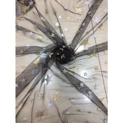 Newest SYJ-11123 african tulle mesh fabric sparkly glued glitter sequins lace fabric for party dress