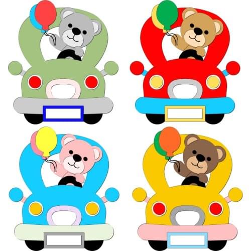 New Car, bear Wooden Die Scrapbooking N154 Cutting Dies Multiple Sizes Compatible With Most Die Cutting Machines