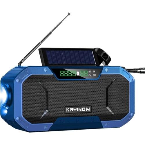 5000mAh IPX3 Waterproof Solar Radio Emergency Radio AM/FM/WB Weather Radio Hand Crank Radio With LED Flashlight Phone Power Bank