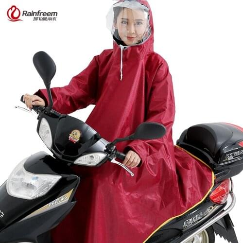 Rainfreem Men/Women Impermeable Electromobile/Bicycle Rain Poncho Thick Raincoat Double Transparent Hood Rain Gear Rain Coat
