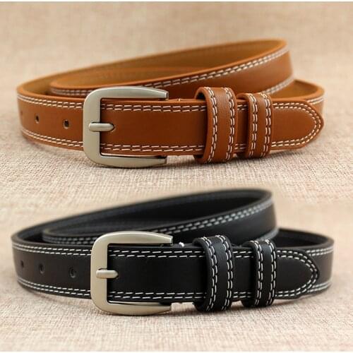Fashion Ladies Leather Lined Jeans Belt Belt Hollow Lesisure Double Cable Belt For Women Fashion Accessories