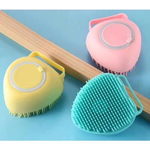 Pet Dog Bathroom Brush Cat Massage Comb Grooming Scrubber Brush For Bathing Silicone Heart-shaped Rubber Brushes Pet Supplies