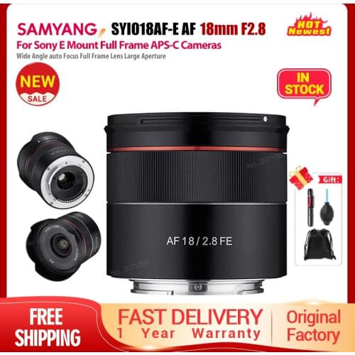 Samyang SYIO18AF-E AF 18mm F2.8 Wide Angle auto Focus Full Frame Lens Auto lens Large aperture for Sony E Mount, Black