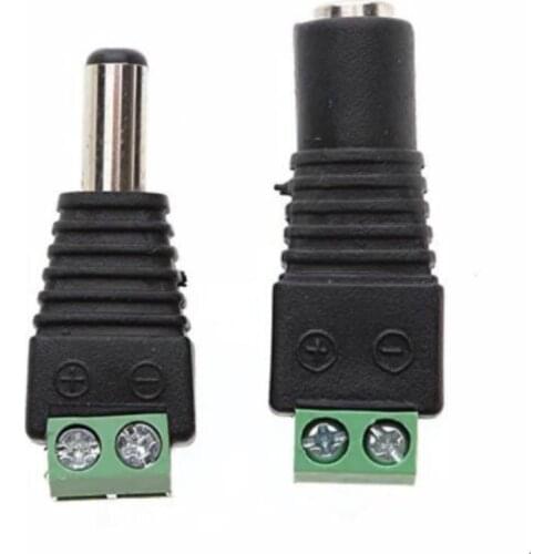 1 Pair 2.1 x 5.5 DC Power Male / 2.5X5.5 Female DC Power Plug Jack Adapter Connector Plug for CCTV LED strip Light