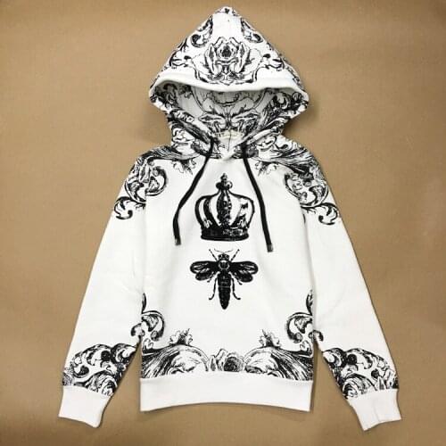 New High Crown bee flocking Classic Unisex Hoodies Hoody hooded Sweatshirts velvet Cotton Drake Thicken Fleece #D13