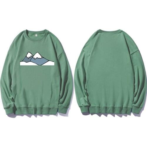 Harajuku Mountain Print Sweatshirt Unisex Oversize Hoodie Autumn Winter Long Sleeve Streetwear Korean Casual Simple Hoody Ladies