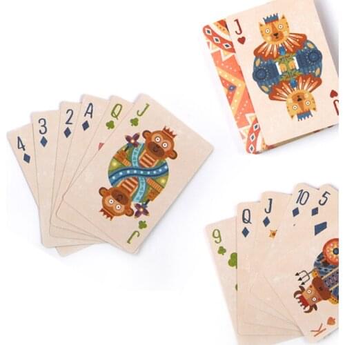 Animal Fun Poker Deck Playing Cards Texas Hold'em Party Lovely Puzzle Board Game Bright Color For Kids & Adults Card Decks Games