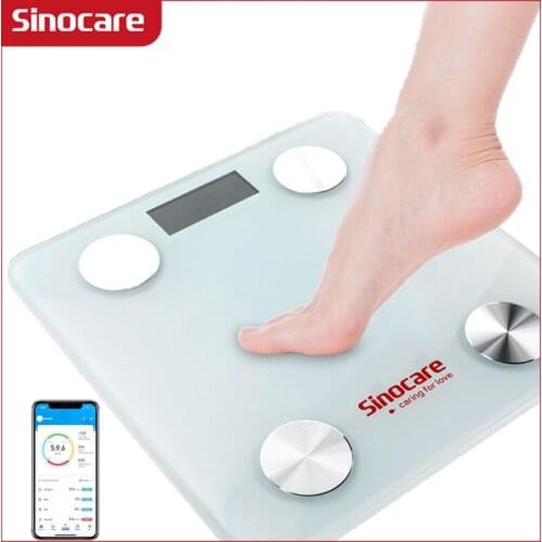Sinocare Body Fat Scale Bluetooth floor Body Fat Monitor Body Fat Water Muscle Mass BMI Health LED Display Bathroom