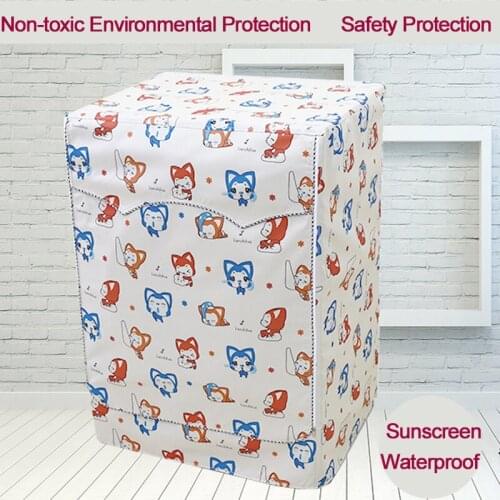 Fox Cartoon Waterproof Washing Machine Cover Tumbling-box Washer Machine Case Front Opening Dustproof Sun Protection Cover