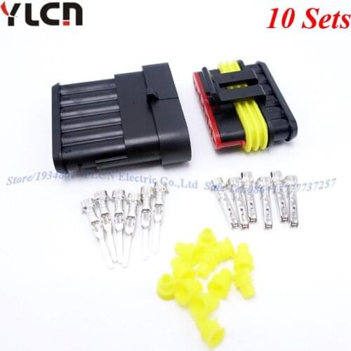High Quality New Brand 10 Sets Kits 6 Pin/Way Auto Super Sealed Waterproof Electrical Wire Connectors Plug For Car