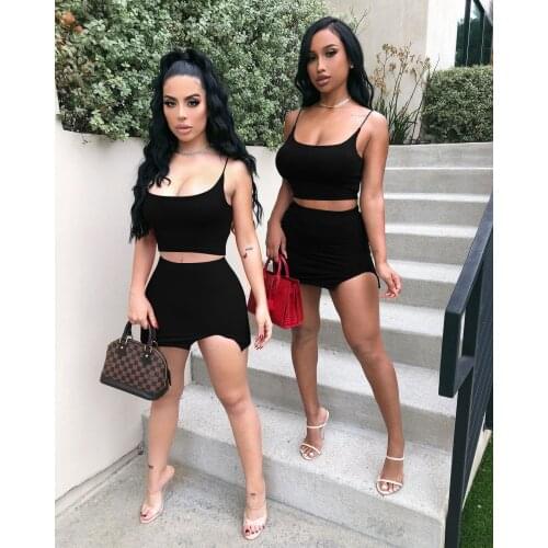 Wantmove New Two Piece Set Women Skirt Sleeveless Tank Top Sexy Tops Women Nightclub Outfit 2021 Summer BK145