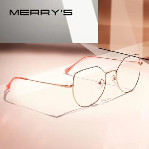 MERRYS Women Fashion Blue Light Blocking Ultralight Optical Frames Cat Eye Myopia Prescription Eye glasses S2025