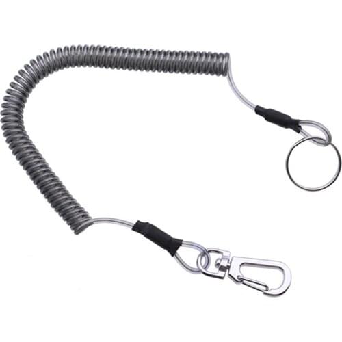 1pc Key Lanyard Fishing Missed Rope Key Chain Elastic Coil Stretch Tether Fashion Wire Spring Rope Lockable Key Cord