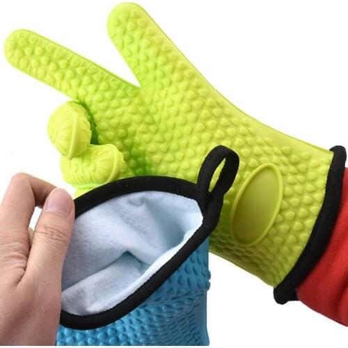 1 pcs Kitchen Microwave Mitt Insulated Oven Heat Resistant Silicone Glove Oven Pot Holder Baking BBQ Cooking Non-slip Tool