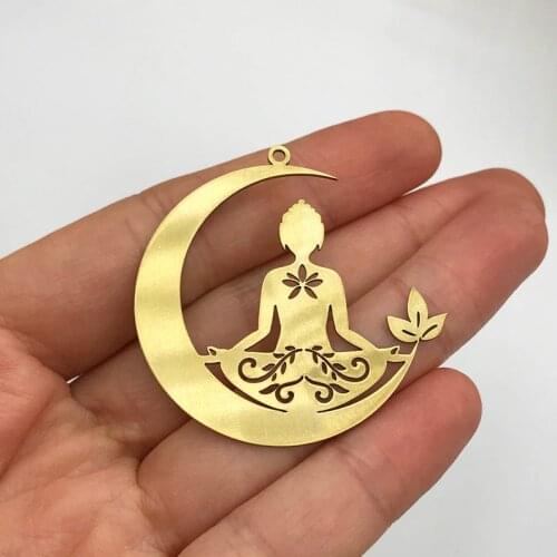 2pcs Brass Yoga Girl Charm Yoga Meditation Charm Pendant Namaste Zen Chakra Lotus Charms Boho Charms Jewelry Making Supplies