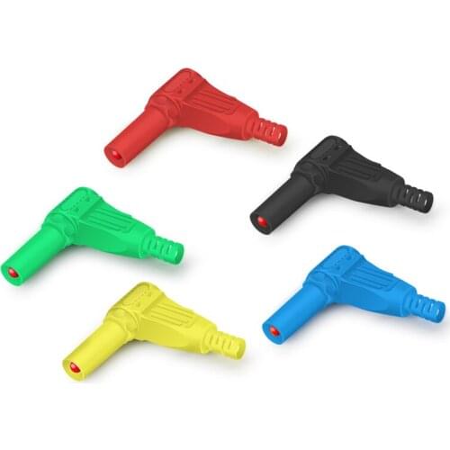 2Pcs Banana Plug 4mm Male Right Angle Insulation Wire Solder Type DIY Banana Plug Connector Multimeter Test