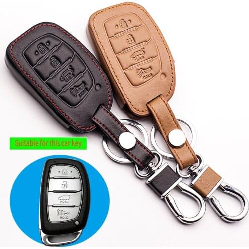 2017 Praise High Quality Car Genuine Leather Case Cover fob for Hyundai 4 buttons remote control protect shell starline a91