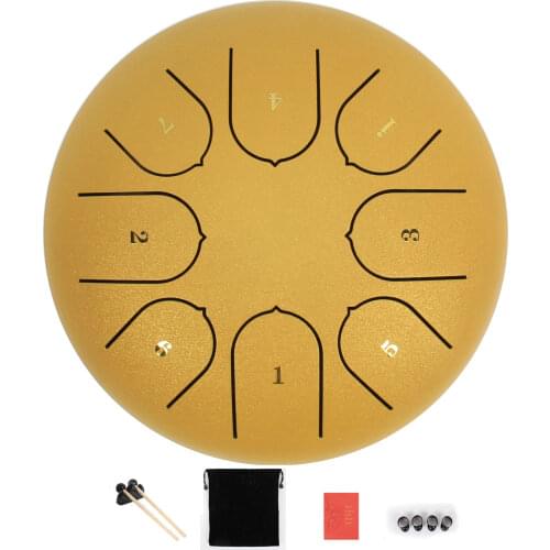 6 Inch Mini Drum 8 Tone Steel Tongue Drum Percussion Instrument With Drumsticks Finger Cots C Key Meditation Drum Hand Pan