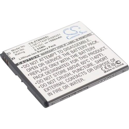 CS 1500mAh / 5.55Wh battery for ZTE Blade L,V829 Li3716T42P3h595251, Li3716T43P3h595251, Li3817T43P3h595251