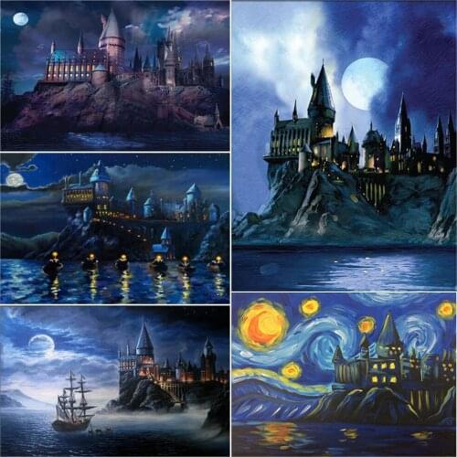 5D DIY Diamond Painting Castle Full Drill Mosaic Embroidery Rhinestone Cross Stitch Kit Van Gogh Abstract Art Picture Home Decor