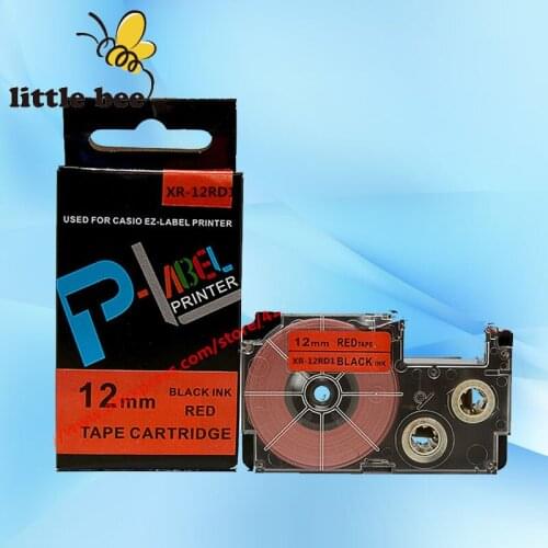 Free shipping for 10Pcs High quality compatible label printer tape 12mm black on red XR-12RD1 compatible EZ-label printer