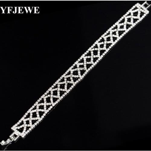 YFJEWE Romantic Bracelet sliver Plated Women Link Bracelet Crystal rhinestone Chain Bracelets Bangles Hot Bracelet #B082