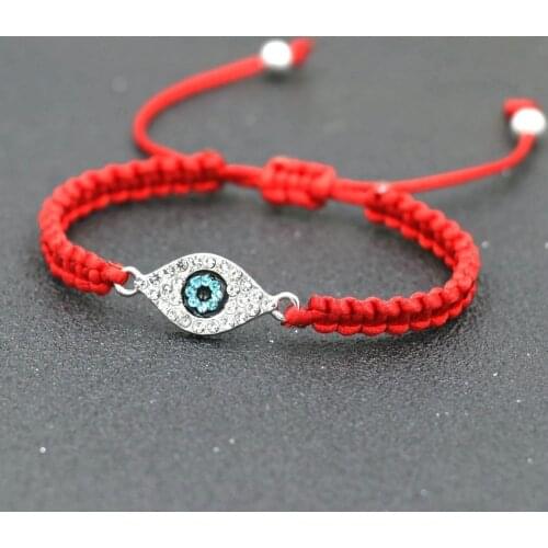 Handcrafted Silver Color Cubic Zirconia Evil Eye Bracelets For Women Red Thread Braid Charm Bracelet For Girls Boys Kids Jewelry
