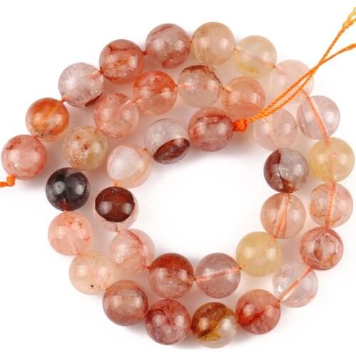 Natural Genuine Ghost Quartz Red Gum Flower Crystal Loose Spacer Beads For Jewelry Making Diy Bracelet Necklace 15" 6 8 10 12mm