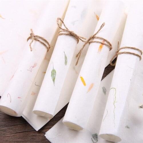 40pcs ancient Stationery Paper Chinese Style Painting Paper Handmade Plant Ancient Paper Rice Paper (10 pieces each of color)