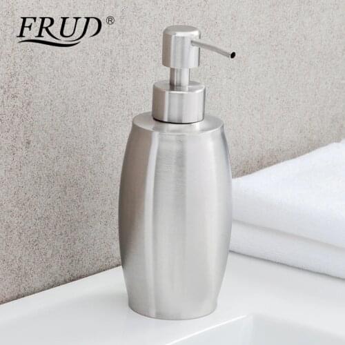 FRUD 304 Stainless Steel Liquid Soap Dispenser Bathroom Shower Pump Lotion Dispenser 350ml Cucurbit Shaped Liquid Bottle Y35013