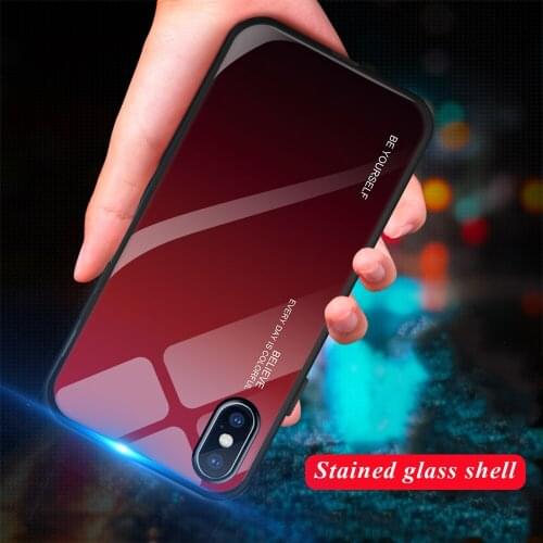 Gradient Tempered Glass phone case For iphone XR XS X 8 7 6 6S Plus Coque Capa Shell Cover shell