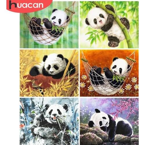 HUACAN Pictures By Number Panda Kits Home Decor Painting By Number Bamboo Drawing On Canvas HandPainted Art Gift